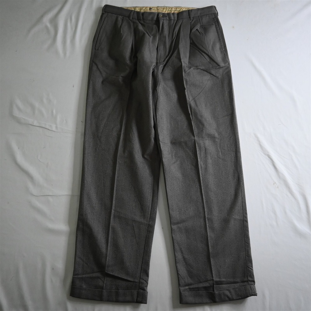 Gant 36x30 Brown Herringbone 100% Cotton‎ Pleated Cuffed Dress Pants